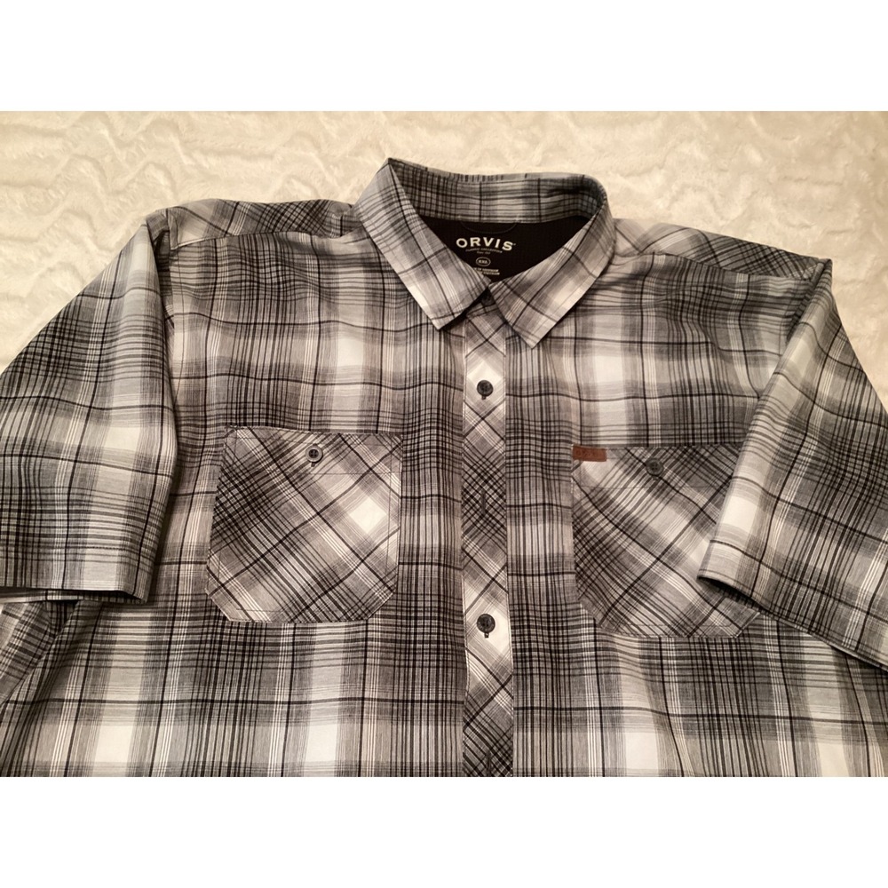 Orvis Classic Collection Mens XXL Grey Plaid Short Sleeve Button Down Shirt - Picture 3 of 4